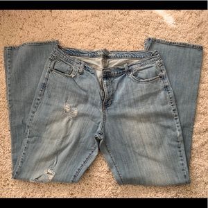 Old Navy jeans.  Destructive look. Light wash